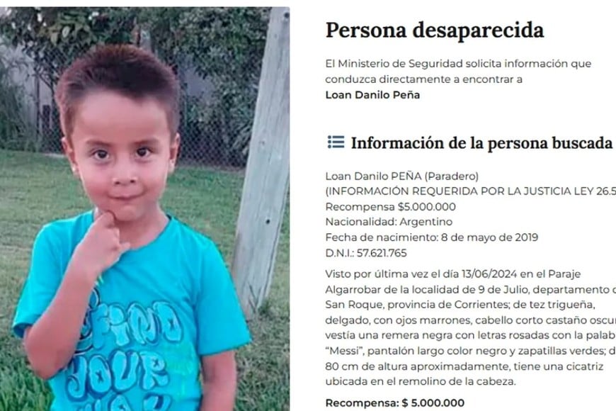 Pedido de paradero del Ministerio de Seguridad