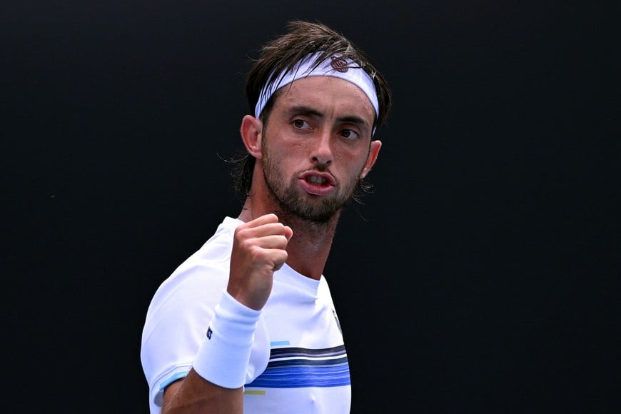 Tennis - Australian Open - Melbourne Park, Melbourne, Australia - January 19, 2026
Argentina's Thiago Agustin Tirante reacts during his first round match against Australia's Aleksandar Vukic REUTERS/Jaimi Joy
