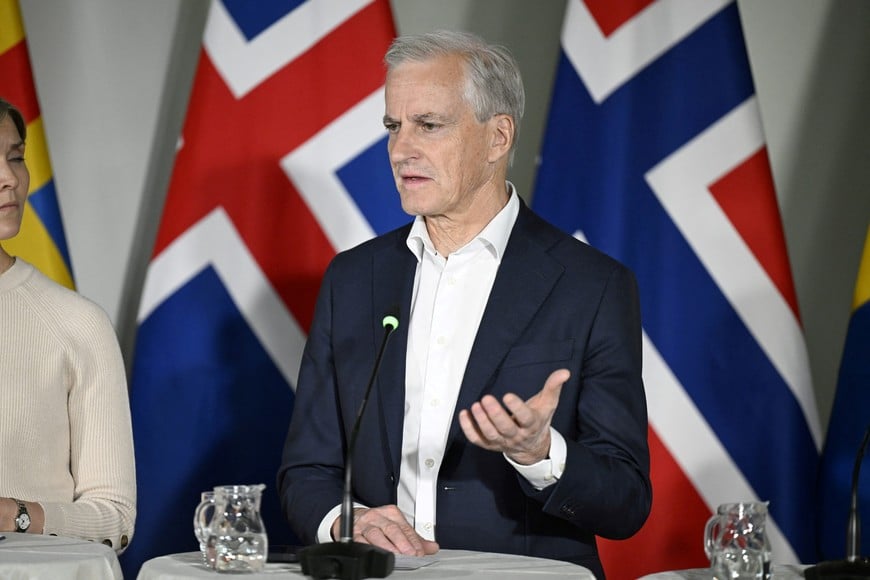 Prime Minister of Norway Jonas Gahr Store speaks during a press conference at the Nordic Prime Ministers' Summer Meeting at the Paimio Sanatorium in Paimio, Finland May 26, 2025.  Lehtikuva/Roni Rekomaa via REUTERS      ATTENTION EDITORS - THIS IMAGE WAS PROVIDED BY A THIRD PARTY. NO THIRD PARTY SALES. NOT FOR USE BY REUTERS THIRD PARTY DISTRIBUTORS. FINLAND OUT. NO COMMERCIAL OR EDITORIAL SALES IN FINLAND.