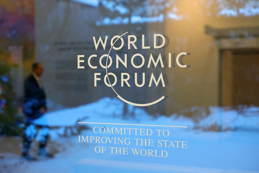The World Economic Forum (WEF) logo is displayed during the 56th annual World Economic Forum (WEF) meeting in Davos, Switzerland, January 20, 2026. REUTERS/Denis Balibouse