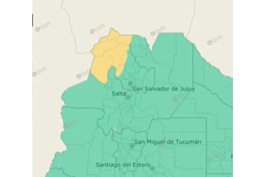El gráfico de alertas del SMN.