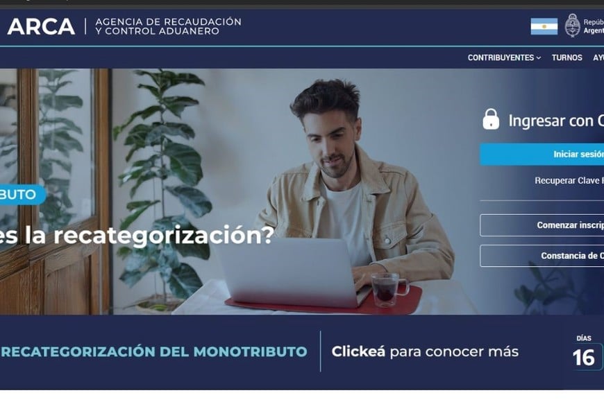 Página de la Agencia de Recaudación y Control Aduanero