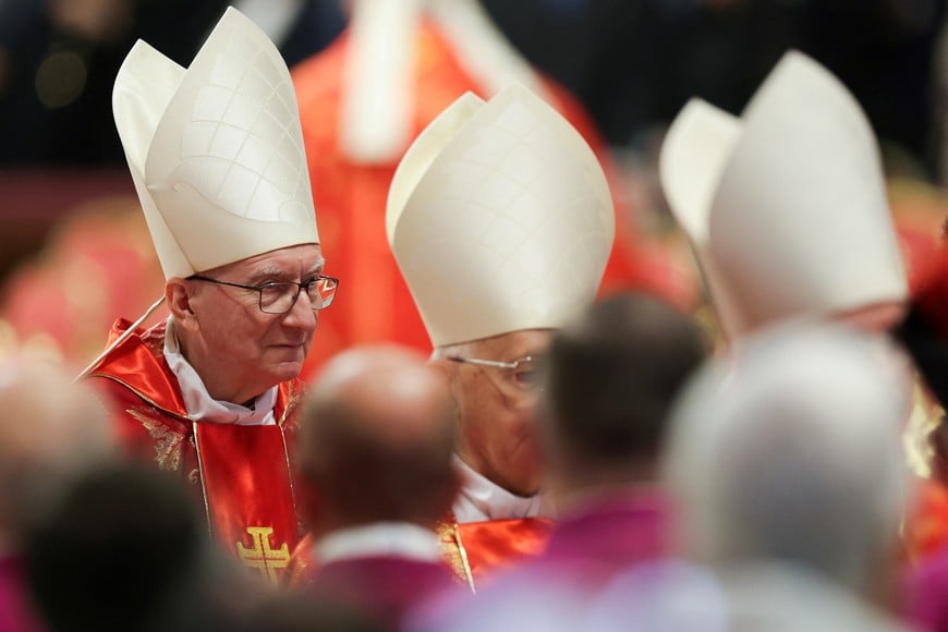 Cardinal Pietro Parolin attends the Holy Mass, celebrated for the election of the new pope, presided over by the Dean of the College of Cardinals, Cardinal Giovanni Battista Re, in St. Peter’s Basilica, at the Vatican, May 7, 2025. REUTERS/Murad Sezer