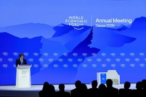 Argentina's President Javier Milei speaks during the 56th annual World Economic Forum (WEF) meeting in Davos, Switzerland, January 21, 2026. REUTERS/Denis Balibouse