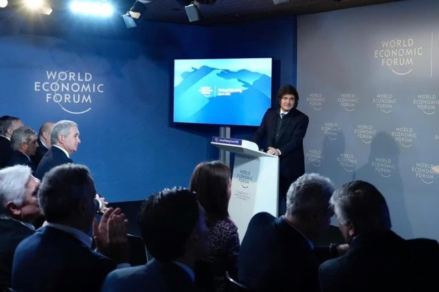 Javier Milei este miércoles por la mañana en el Foro Económico Mundial de Davos.