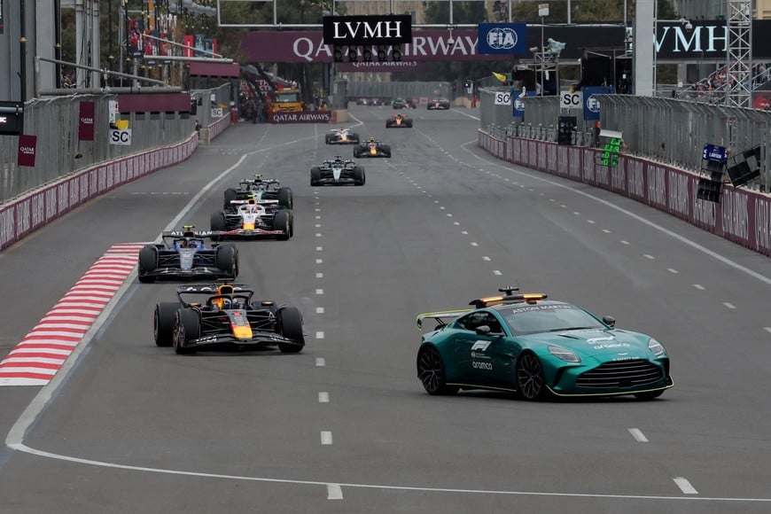 Formula One F1 - Azerbaijan Grand Prix - Baku City Circuit, Baku, Azerbaijan - September 21, 2025
A safety car leads Red Bull's Max Verstappen during the race REUTERS/Anton Vaganov