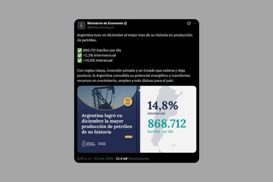 El comunicado oficial del Ministerio de Economía.