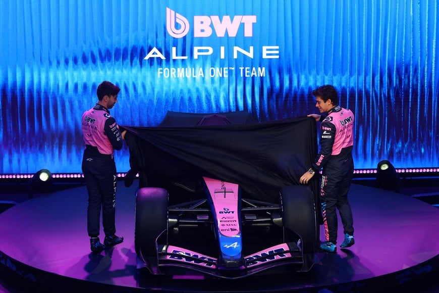 Formula One F1 - Alpine F1 Car Presentation - Barcelona, Spain - January 23, 2026
Drivers Pierre Gasly and Franco Colapinto unveil the new Alpine F1 car during the presentation REUTERS/Albert Gea