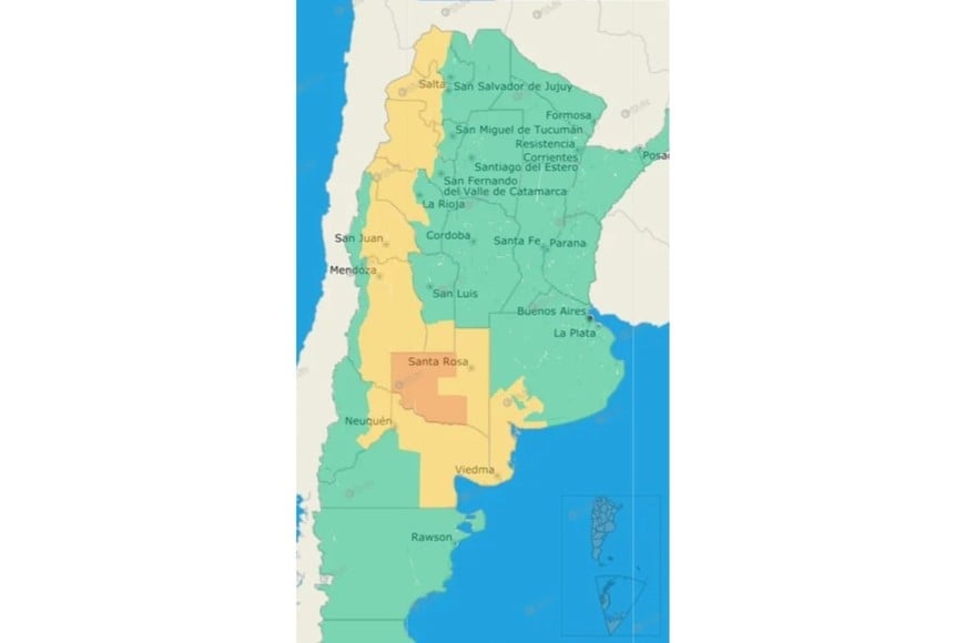 El gráfico de alerta del SMN.