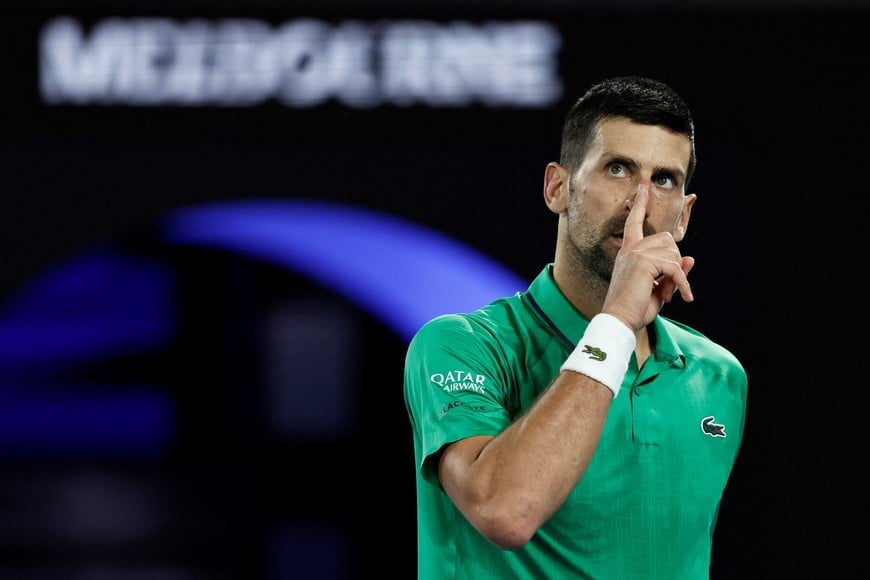 Tennis - Australian Open - Melbourne Park, Melbourne, Australia - January 24, 2026
Serbia's Novak Djokovic reacts during his third round match against Netherlands' Botic van de Zandschulp REUTERS/Tingshu Wang