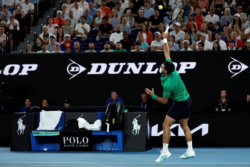 Tennis - Australian Open - Melbourne Park, Melbourne, Australia - January 24, 2026
Serbia's Novak Djokovic in action during his third round match against Netherlands' Botic van de Zandschulp REUTERS/Tingshu Wang