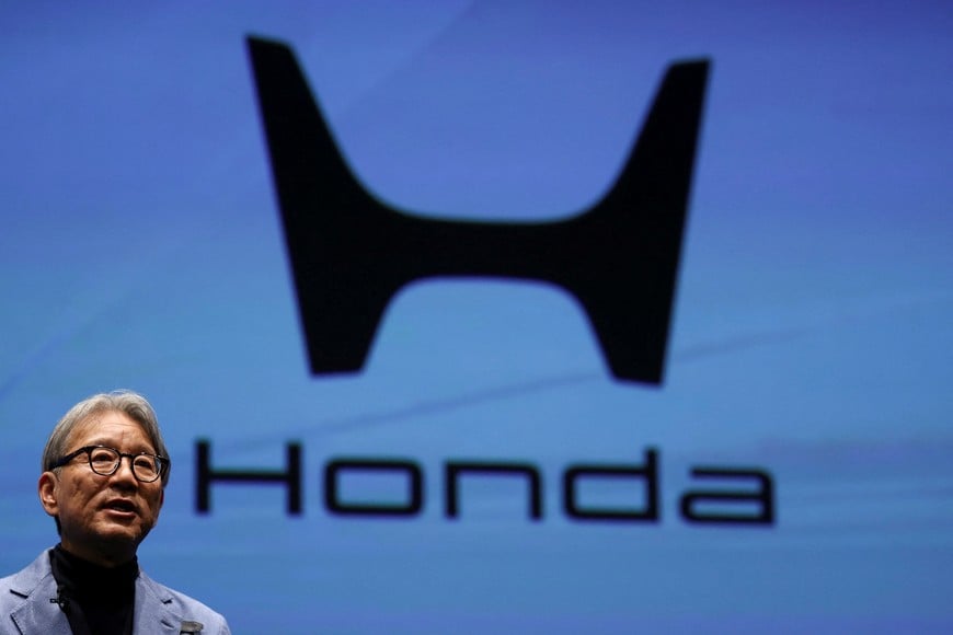 Honda CEO Toshihiro Mibe speaks during a joint press conference with Aston Martin Aramco Formula One Team Executive Chairman Lawrence Stroll and Formula One Group President and F1 CEO Stefano Domenicali, on their partnership launch announcement in Tokyo, Japan, January 20, 2026.   REUTERS/Issei Kato