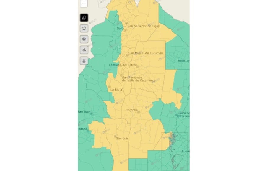 Hay alerta amarilla por tormentas en 11 provincias.