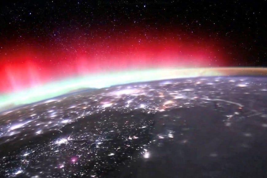 A still image obtained from social media footage released on January 11, 2026, by JAXA astronaut Kimiya Yui, showing colours of the aurora over Earth, as seen from NASA's International Space Station (ISS). THIS IMAGE HAS BEEN SUPPLIED BY A THIRD PARTY. MANDATORY CREDIT. NO RESALES. NO ARCHIVES. EDITORIAL USE ONLY. MUST ON-SCREEN COURTESY JAXA/Kimiya Yui