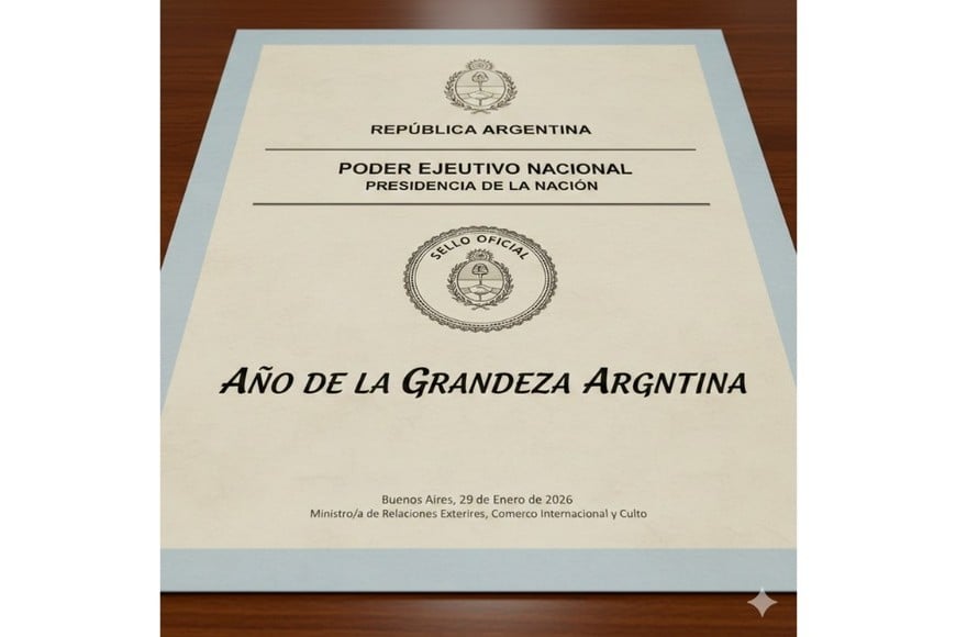 La documentación oficial del Estado deberá llevar la leyenda “AÑO DE LA GRANDEZA ARGENTINA”.