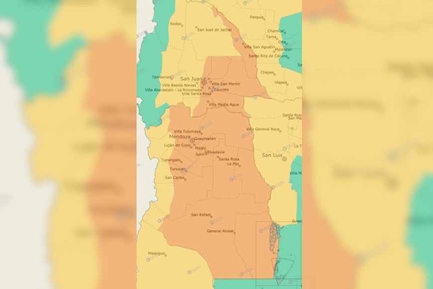 Las zonas bajo alerta por tormentas este sábado.