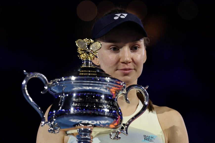 Tennis - Australian Open - Melbourne Park, Melbourne, Australia - January 31, 2026
Kazakhstan's Elena Rybakina poses with the trophy after winning her women's singles final against Belarus' Aryna Sabalenka REUTERS/Hollie Adams