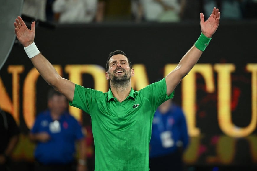 Tennis - Australian Open - Melbourne Park, Melbourne, Australia - January 31, 2026
Serbia's Novak Djokovic celebrates winning his semi final match against Italy's Jannik Sinner REUTERS/Jaimi Joy