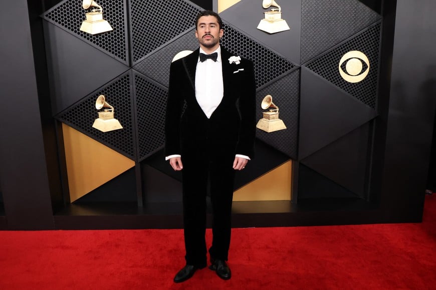 Bad Bunny poses at the red carpet during the 68th Annual Grammy Awards in Los Angeles, California, U.S., February 1, 2026. REUTERS/Mario Anzuoni