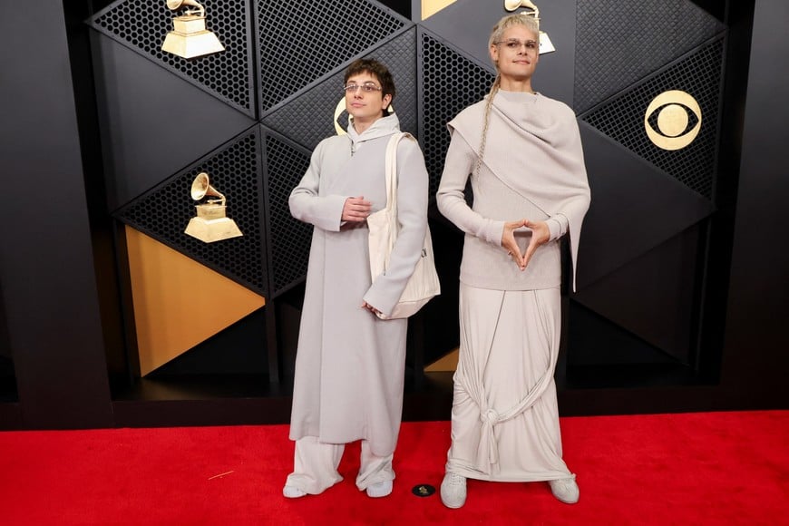 CA7RIEL and Paco Amoroso pose at the red carpet during the 68th Annual Grammy Awards in Los Angeles, California, U.S., February 1, 2026. REUTERS/Mario Anzuoni