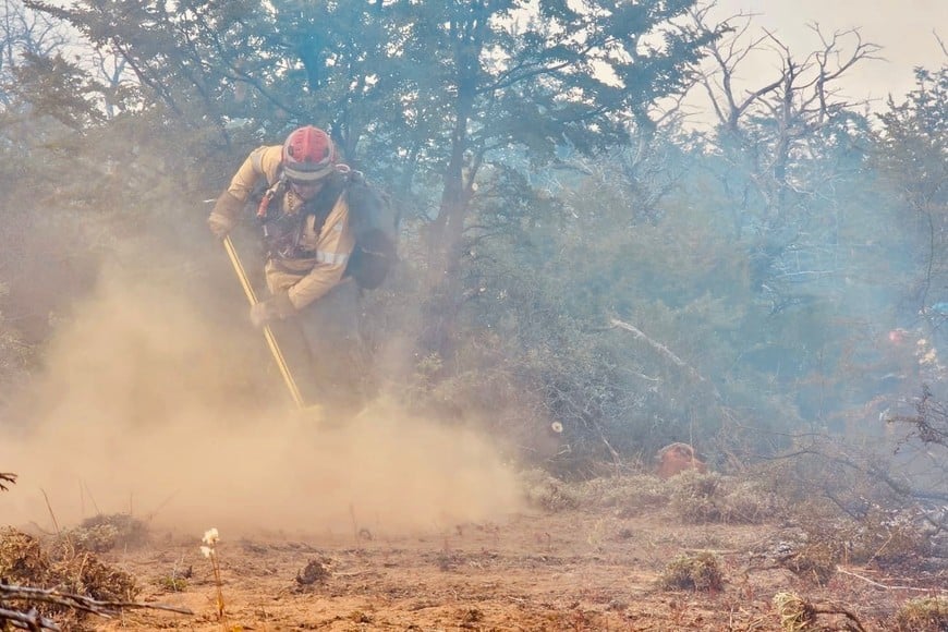 Brigadistas santafesinos en Chubut.