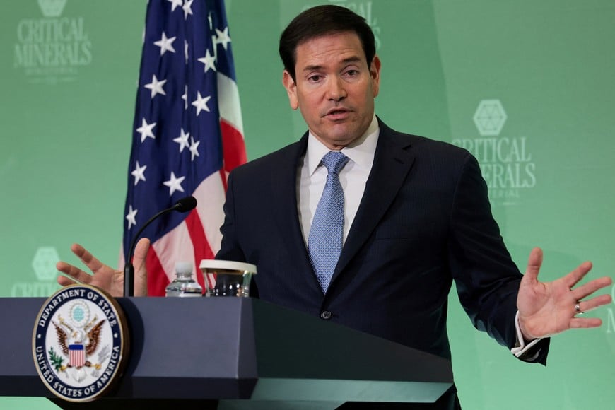 U.S. Secretary of State Marco Rubio holds a press conference during the Critical Minerals Ministerial at the State Department in Washington D.C., U.S., February 4, 2026. REUTERS/Jonathan Ernst