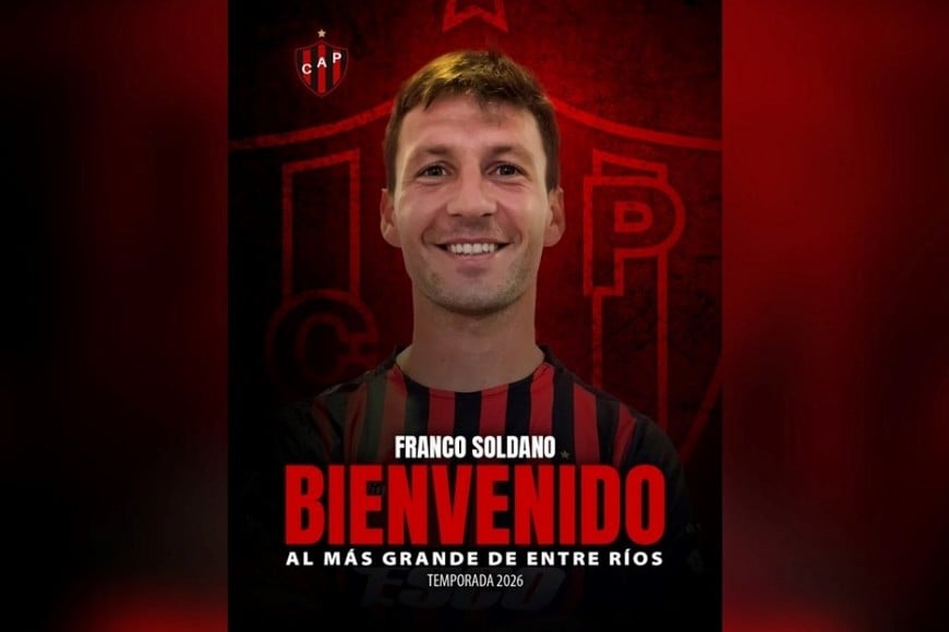 Patronato oficializó la llegada de Soldano en redes sociales. Foto: Prensa Patronato.