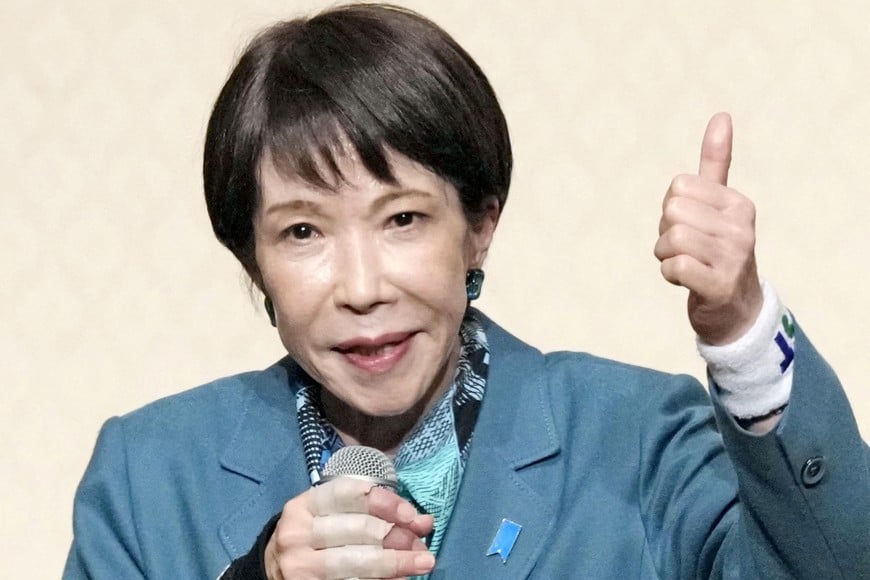 Sanae Takaichi, Japan's Prime Minister and leader of the ruling Liberal Democratic Party (LDP), attends an election campaign event for the February 8 snap election, in Kitakami, Iwate Prefecture, Japan, February 6, 2026. 

Kyodo via REUTERS ATTENTION EDITORS - THIS IMAGE WAS PROVIDED BY A THIRD PARTY. EDITORIAL USE ONLY. MANDATORY CREDIT. JAPAN OUT. NO COMMERCIAL OR EDITORIAL SALES IN JAPAN. BEST QUALITY AVAILABLE.
