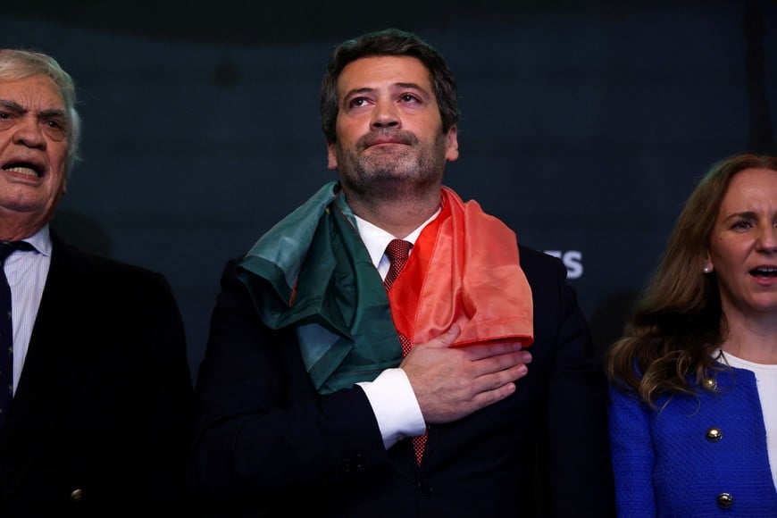 Far-right leader and Portuguese presidential candidate Andre Ventura reacts following early results on the day of the presidential election, in Lisbon, Portugal, February 8, 2026. REUTERS/Rodrigo Antunes