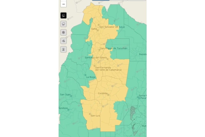 El Servicio Meteorológico Nacional emitió una alerta amarilla.
