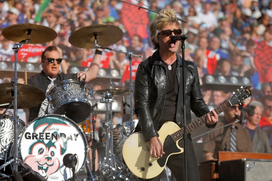 Football - NFL - Super Bowl LX - New England Patriots v Seattle Seahawks - Levi's Stadium, Santa Clara, California, United States - February 8, 2026
Green Day perform before the game REUTERS/Mike Blake