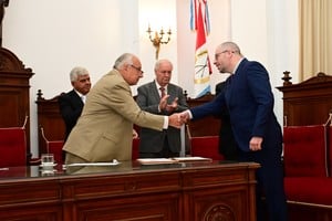 El presidente de la Corte, Rafael Gutiérrez, tomó el juramento. Foto: Flavio Raina