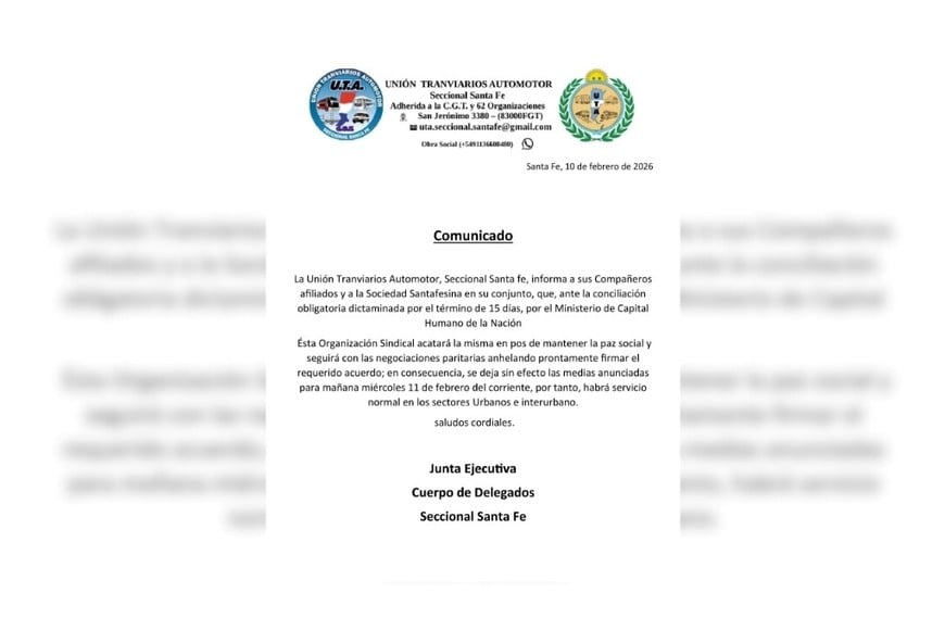El comunicado de la UTA tras la conciliación obligatoria