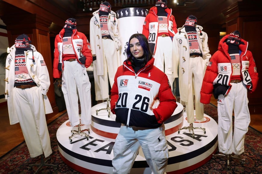 Team USA Paralympic snowboard athlete Brenna Huckaby poses in the Ralph Lauren designed official Team USA's Opening and Closing Ceremony uniform for the Milano-Cortina 2026 Winter Olympic Games, at an event unveiling the collection in New York City, U.S., December 3, 2025. REUTERS/Mike Segar