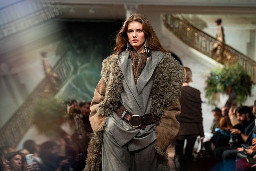 A model presents a creation from the Fall 2026 Ralph Lauren Collection during New York Fashion Week in New York City, U.S., February 10, 2026. REUTERS/Angelina Katsanis