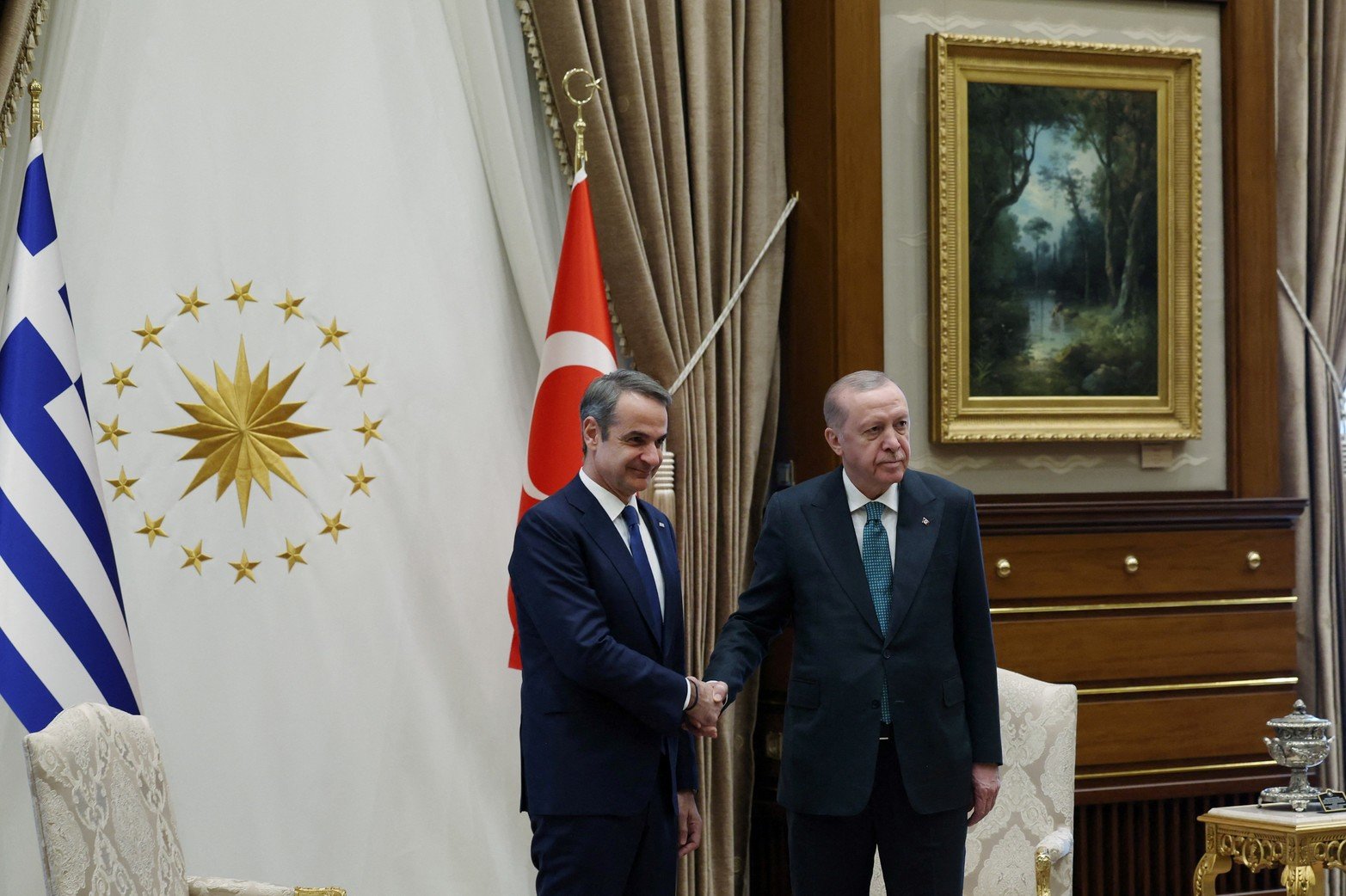 El presidente de Turquía, Tayyip Erdogan, se reúne con el primer ministro griego, Kyriakos Mitsotakis Créditos: REUTERS 