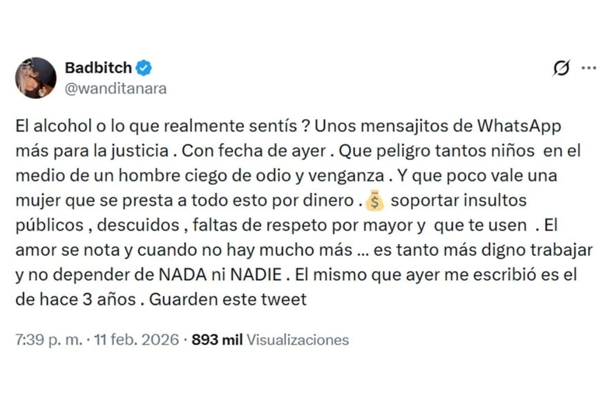 Los mensajes de Wanda tras el intento de contacto de Mauro.