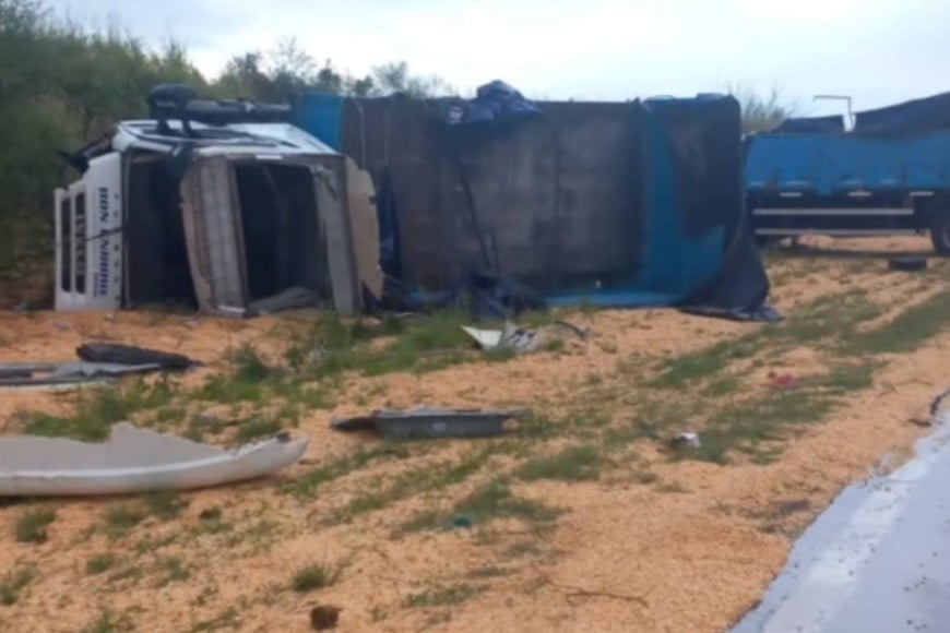 Así quedó el camión tras el impacto. Crédito: Gentileza Sol Play