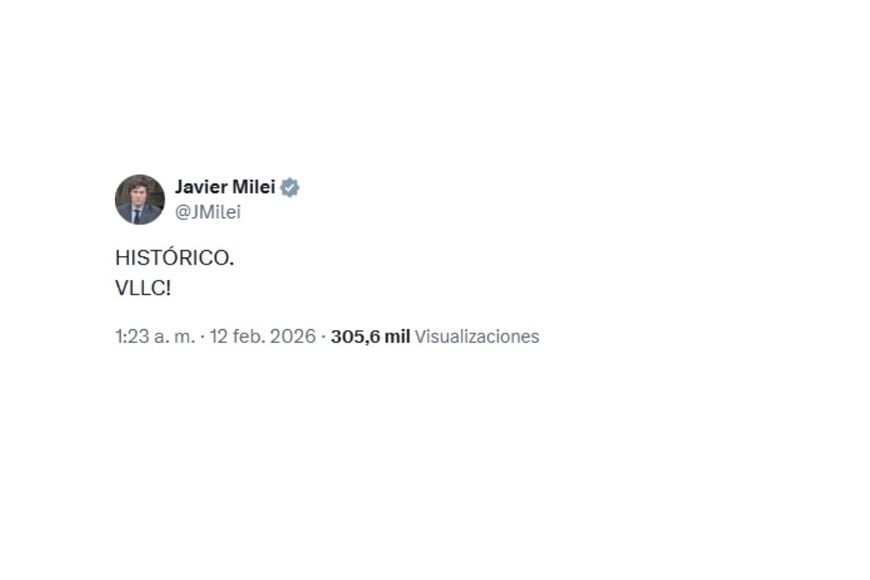 El posteo en X de Javier Milei.