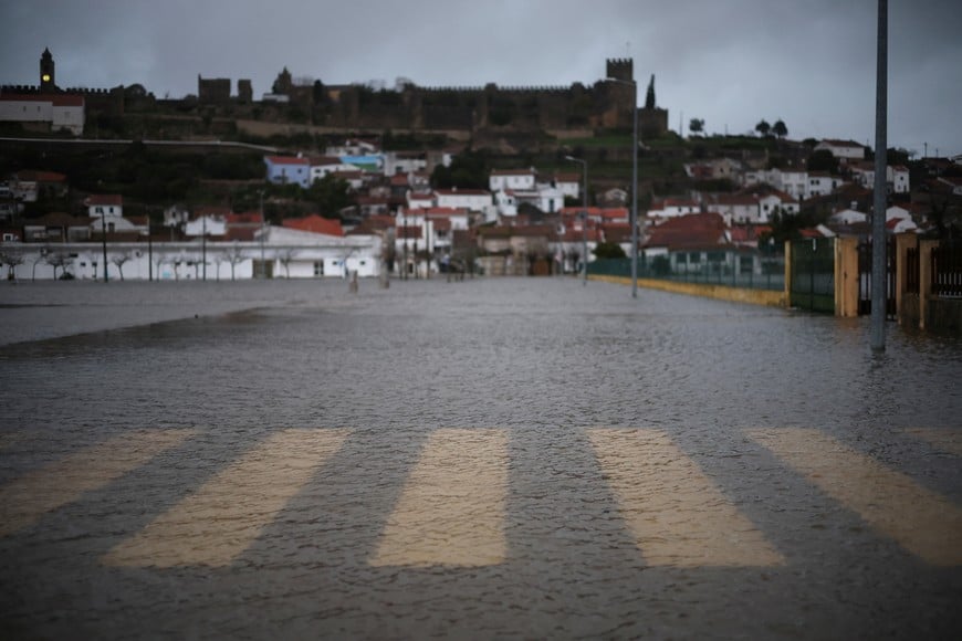 View of a flooded area in Montemor-o-Velho, Portugal, February 11, 2026. REUTERS/Pedro Nunes