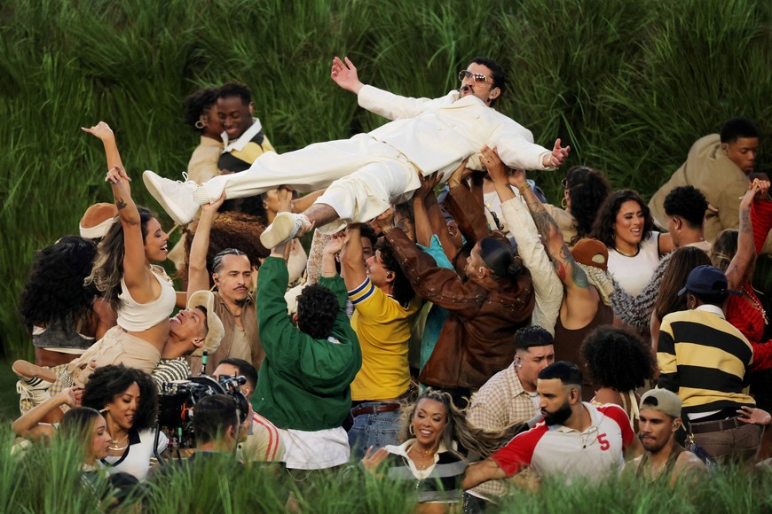 Super Bowl LX - Half-Time Show - New England Patriots v Seattle Seahawks - Levi's Stadium, Santa Clara, California, United States - February 8, 2026
Bad Bunny performs during the halftime show REUTERS/Carlos Barria     TPX IMAGES OF THE DAY