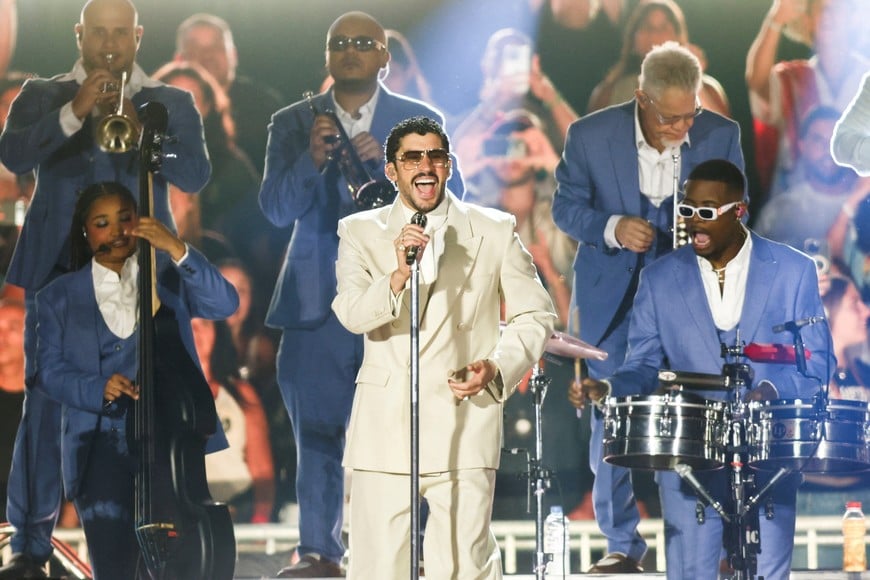Puerto Rican singer Bad Bunny performs at his "DeBI TiRAR MaS FOToS World Tour" concert in Buenos Aires, Argentina, February 13, 2026. REUTERS/Tomas Cuesta