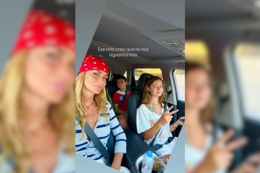 Sabrina Rojas y sus hijos rumbo a Mar del Plata.