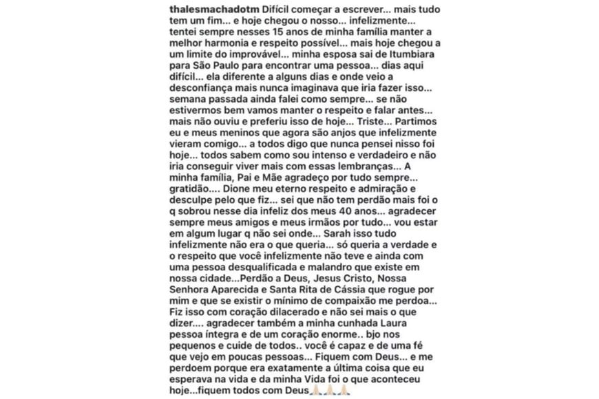 En la carta el funcionario hizo referencia a una crisis matrimonial.