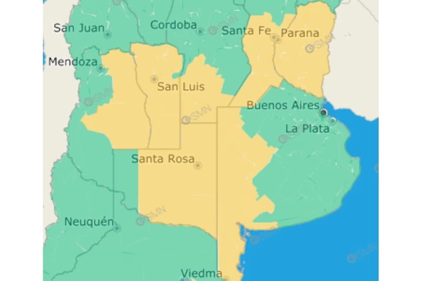 Se prevén valores de precipitación acumulada entre 30 y 70 mm.