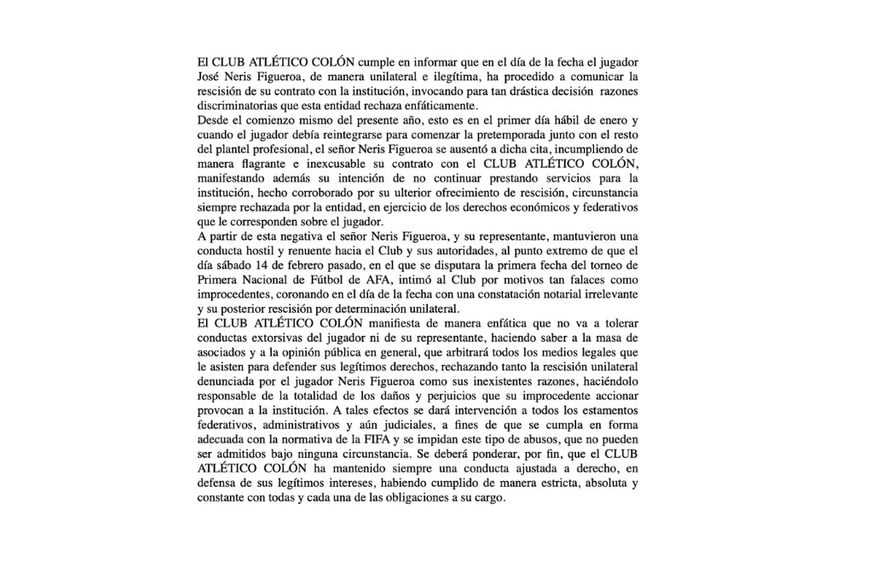 El comunicado que aclara la situación