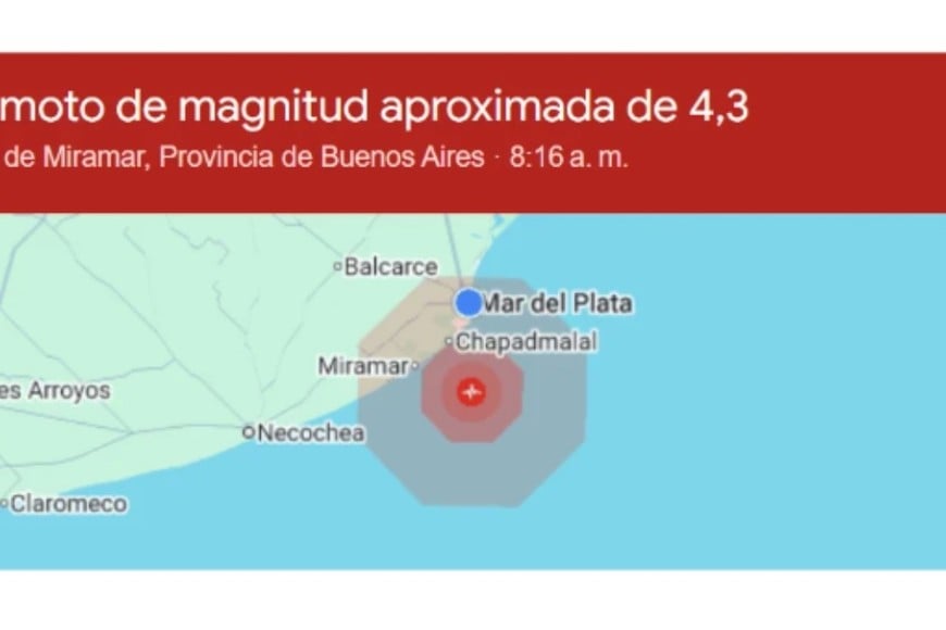 Un sismo registrado frente a la costa de Mar del Plata