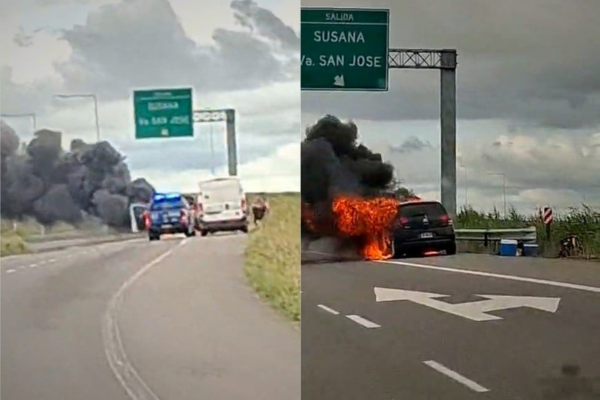 Impresionante incendio en la ruta 34: un auto quedó totalmente consumido por las llamas