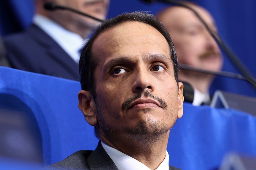 Qatar's Prime Minister and Minister for Foreign Affairs Sheikh Mohammed bin Abdulrahman bin Jassim Al-Thani attends the inaugural Board of Peace meeting at the U.S. Institute of Peace in Washington, D.C., U.S., February 19, 2026. REUTERS/Kevin Lamarque