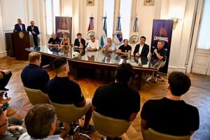 Presentación del partido de Capibaras XV-Peñarol en Rosario. Foto: Marcelo Manera